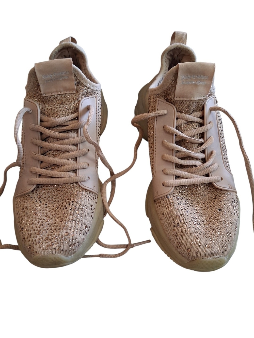 Juicy Couture Beige Rhinestone Lace-Up Women's Sneakers